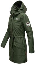 Navahoo Deike Damen Regenjacke Regenmantel lang Teddyfell Olive-Gr.S