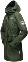 Navahoo Deike Damen Regenjacke Regenmantel lang Teddyfell Olive-Gr.S