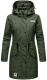 Navahoo Deike Damen Regenjacke Regenmantel lang Teddyfell Olive-Gr.S
