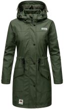 Navahoo Deike Damen Regenjacke Regenmantel lang Teddyfell Olive-Gr.M