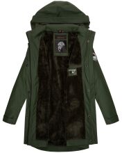 Navahoo Deike Damen Regenjacke Regenmantel lang Teddyfell Olive-Gr.M
