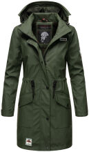 Navahoo Deike Damen Regenjacke Regenmantel lang Teddyfell Olive-Gr.L