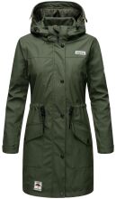 Navahoo Deike Damen Regenjacke Regenmantel lang Teddyfell Olive-Gr.L