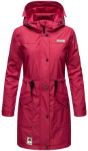 Navahoo Deike Damen Regenjacke Regenmantel lang Teddyfell Fuchsia-Gr.L