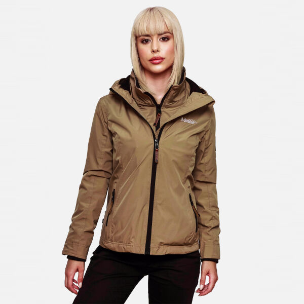 Marikoo Erdbeere Damen Übergangsjacke leicht gefüttert mit Kapuze Taupe Größe L - Gr. 40