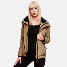 Marikoo Erdbeere Damen Übergangsjacke leicht gefüttert mit Kapuze Taupe Größe L - Gr. 40