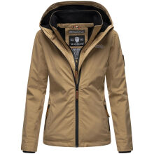 Marikoo Erdbeere Damen Übergangsjacke leicht gefüttert mit Kapuze Taupe Größe L - Gr. 40