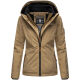 Marikoo Erdbeere Damen Übergangsjacke leicht gefüttert mit Kapuze Taupe Größe L - Gr. 40