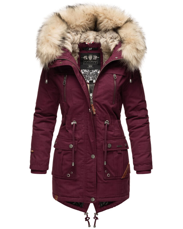 Navahoo Honigfee Damen Parka Winterjacke Weinrot Gr&ouml;&szlig;e XS - Gr. 34