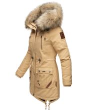 Navahoo Honigfee Damen Parka Winterjacke Beige Größe S - Gr. 36