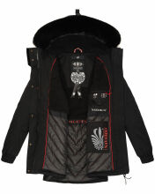 Navahoo Olessaa Damen halblange Winterjacke mit Kapuze Schwarz XS - Gr. 34