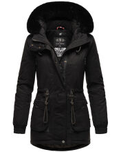 Navahoo Olessaa Damen halblange Winterjacke mit Kapuze Schwarz S - Gr. 36