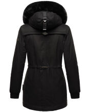 Navahoo Olessaa Damen halblange Winterjacke mit Kapuze Schwarz S - Gr. 36