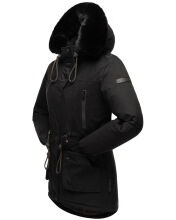 Navahoo Olessaa Damen halblange Winterjacke mit Kapuze Schwarz S - Gr. 36