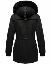 Navahoo Olessaa Damen halblange Winterjacke mit Kapuze Schwarz M - Gr. 38