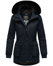 Navahoo Olessaa Damen halblange Winterjacke mit Kapuze Navy S - Gr. 36