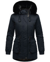 Navahoo Olessaa Damen halblange Winterjacke mit Kapuze Navy S - Gr. 36