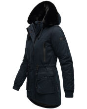 Navahoo Olessaa Damen halblange Winterjacke mit Kapuze Navy S - Gr. 36