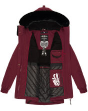 Navahoo Olessaa Damen halblange Winterjacke mit Kapuze Bordeaux S - Gr. 36