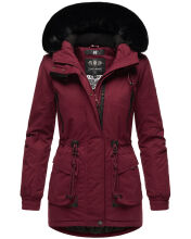 Navahoo Olessaa Damen halblange Winterjacke mit Kapuze Bordeaux XL - Gr. 42