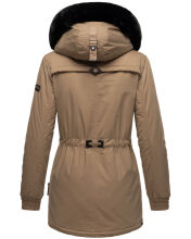 Navahoo Olessaa Damen halblange Winterjacke mit Kapuze Taupe S - Gr. 36