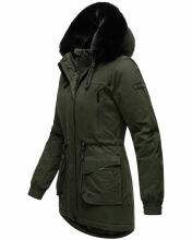 Navahoo Olessaa Damen halblange Winterjacke mit Kapuze Olive S - Gr. 36