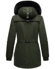 Navahoo Olessaa Damen halblange Winterjacke mit Kapuze Olive M - Gr. 38