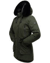 Navahoo Olessaa Damen halblange Winterjacke mit Kapuze Olive M - Gr. 38