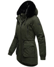 Navahoo Olessaa Damen halblange Winterjacke mit Kapuze Olive XL - Gr. 42