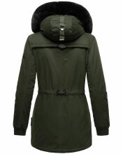 Navahoo Olessaa Damen halblange Winterjacke mit Kapuze Olive XXL - Gr. 44