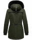 Navahoo Olessaa Damen halblange Winterjacke mit Kapuze Olive XXL - Gr. 44