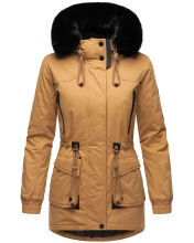 Navahoo Olessaa Damen halblange Winterjacke mit Kapuze Camel S - Gr. 36