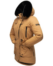 Navahoo Olessaa Damen halblange Winterjacke mit Kapuze Camel S - Gr. 36