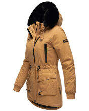 Navahoo Olessaa Damen halblange Winterjacke mit Kapuze Camel M - Gr. 38