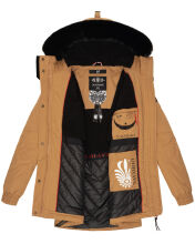 Navahoo Olessaa Damen halblange Winterjacke mit Kapuze Camel M - Gr. 38