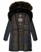 Navahoo Sinja Damen Winter Parka Jacke mit Kapuze Navy-Gr.S