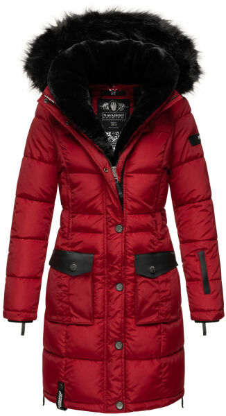 Navahoo Sinja Damen Winter Parka Jacke mit Kapuze Rot-Gr.S