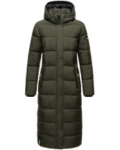 Navahoo Isalie Damen lange Winterjacke gesteppt Dark-Olive-Gr.S