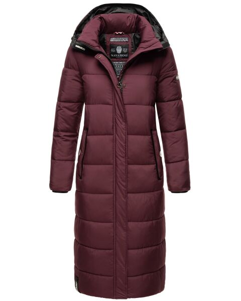 Navahoo Isalie Damen lange Winterjacke gesteppt Weinrot-Gr.XL