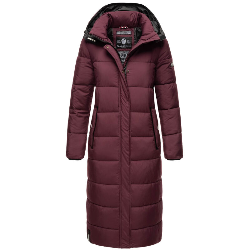 Navahoo Isalie Damen lange Winterjacke gesteppt Weinrot-Gr.XXL