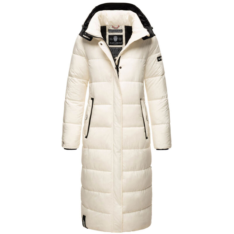 Navahoo Isalie Damen lange Winterjacke gesteppt Offwhite-Gr.XL