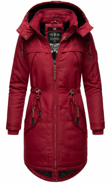 Marikoo Kamil Damen Parka Winterjacke mit Kapuze Bordeaux Größe XS - Gr. 34