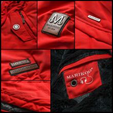Marikoo Kamil Damen Parka Winterjacke mit Kapuze Bordeaux Größe XS - Gr. 34