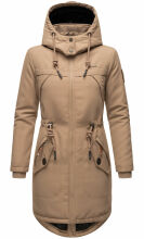 Marikoo Kamil Damen Parka Winterjacke mit Kapuze Taupe Größe XL - Gr. 42