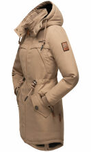 Marikoo Kamil Damen Parka Winterjacke mit Kapuze Taupe Größe XL - Gr. 42