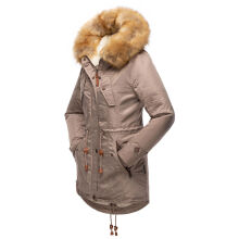 Navahoo LaViva warme Damen Winterjacke mit Teddyfell Taupe Grey Gr&ouml;&szlig;e XS - Gr. 34