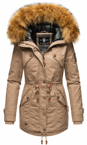 Marikoo La Viva Princess Damen Winterjacke mit Kapuze Taupe Grey Größe XS - Gr. 34