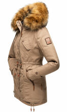 Marikoo La Viva Princess Damen Winterjacke mit Kapuze Taupe Grey Größe XS - Gr. 34