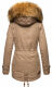 Marikoo La Viva Princess Damen Winterjacke mit Kapuze Taupe Grey Größe XS - Gr. 34