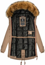 Marikoo La Viva Princess Damen Winterjacke mit Kapuze Taupe Grey Größe S - Gr. 36